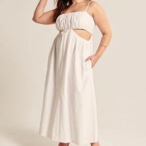 A&F White Linen Cutout Maxi Dress